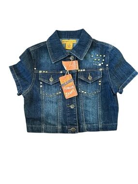 Neeso Dark Blue Denim Jacket with Stud Detail Size M
